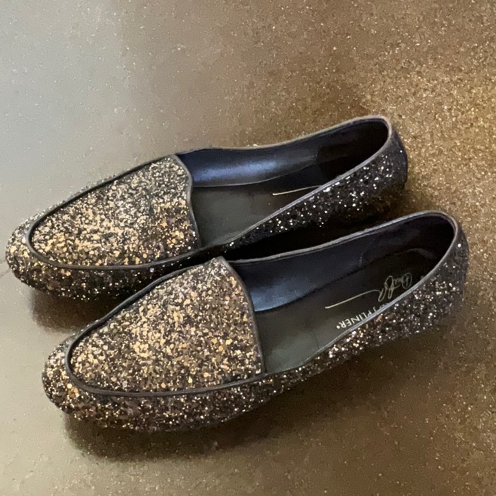 Donald J Pliner Glitter Brown Loafers
